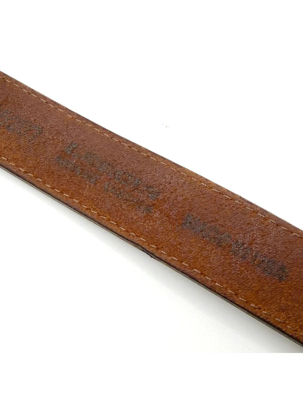 Vintage 90s Brown Genuine Leather Brass Buckle Belt